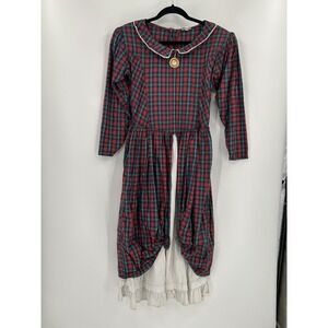 Vintage Karavan Dress Womens‎ Small Plaid Prairie Pioneer Lace 80s Costume